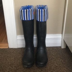 Navy Blue Tall Hunter Boots with Hunter Socks